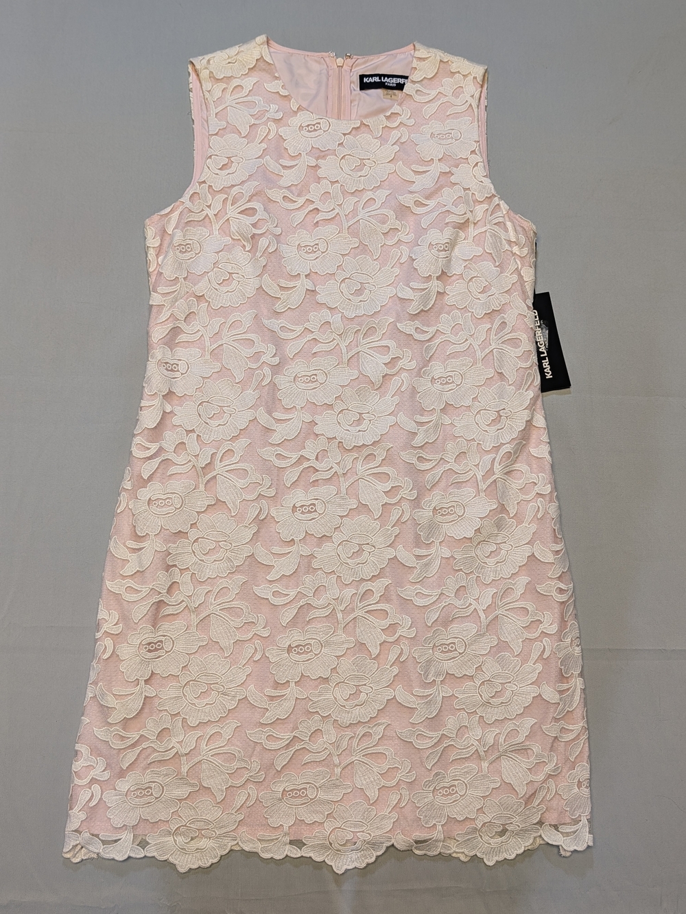 Karl Lagerfeld Paris Women's Size 8 Light Pink Floral Lace Overlay Shift Dress